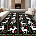 thumbnail image 1 of ODIKA 2'x3' Machine Washable Non-Slip Area Rug, Nordic Reindeer and Snowflake with Whimsical Fir Branches High Traffic Rug with Pad, Black, 733382, 1 of 8