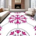 thumbnail image 1 of ODIKA 2'x3' Machine Washable Non-Slip Area Rug, Nordic Snowflake Medallion with Frosted Silver Accents and Subtle Filigree High Traffic Rug with Pad, Pink, 639667, 1 of 8