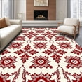 thumbnail image 1 of ODIKA 2'x3' Machine Washable Non-Slip Area Rug, Nordic Snowflake Medallion Interlocking Scandinavian Festive Motif High Traffic Rug, Red, 507645, 1 of 7