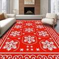 thumbnail image 1 of ODIKA 2'x3' Machine Washable Non-Slip Area Rug, Nordic Snowflake Medallion with Festive Scrollwork and Accents High Traffic Rug, Red, 612330, 1 of 7