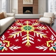 thumbnail image 1 of ODIKA 2'x3' Machine Washable Non-Slip Area Rug, Nordic Starburst Holiday Featuring Interlocking Fir and Berry Sprigs High Traffic Rug, Red, 606247, 1 of 7