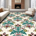 thumbnail image 1 of ODIKA 2'x3' Machine Washable Non-Slip Area Rug, Nordic Starburst with Festive Pinecone Embellishments High Traffic Rug, Teal, 738321, 1 of 7