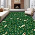thumbnail image 1 of ODIKA 2'x3' Machine Washable Non-Slip Area Rug, Nordic Winter Catch Lively Fish Motif with Evergreen Accents High Traffic Rug with Pad, Green, 642984, 1 of 8