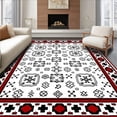 thumbnail image 1 of ODIKA 2'x3' Machine Washable Non-Slip Area Rug, Nordic Winter Plaid Mosaic with Festive Folk High Traffic Rug with Pad, Red, 508112, 1 of 8