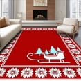 thumbnail image 1 of ODIKA 2'x3' Machine Washable Non-Slip Area Rug, Nordic Winter Wonderland with Santa Sleigh and Pine Forest Motif High Traffic Rug, Red, 505529, 1 of 7