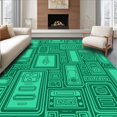 thumbnail image 1 of ODIKA 2'x3' Machine Washable Non-Slip Area Rug, Nostalgic Arcade Console Emerald Enthusiast Dashboard High Traffic Rug with Pad, Green, 583443, 1 of 8