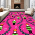 thumbnail image 1 of ODIKA 2'x3' Machine Washable Non-Slip Area Rug, Nutcracker Ballet Wonderland with Soldiers and Holly Berry High Traffic Rug, Pink, 733856, 1 of 7