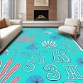 thumbnail image 1 of ODIKA 2'x3' Machine Washable Non-Slip Area Rug, Oceanic ABC Journey Featuring Marine Life and Seashell Motifs High Traffic Rug, Turquoise, 688919, 1 of 7