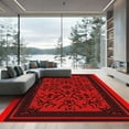 thumbnail image 1 of ODIKA 2'x3' Machine Washable Non-Slip Area Rug, Oriental Red High Traffic Rug with Pad, Red, 1037257, 1 of 8