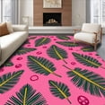 thumbnail image 1 of ODIKA 2'x3' Machine Washable Non-Slip Area Rug, Ornate Holiday Leaf Arrangement with Pine Sprigs and Classic Berry Clusters High Traffic Rug, Pink, 732291, 1 of 7