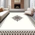 thumbnail image 1 of ODIKA 2'x3' Machine Washable Non-Slip Area Rug, Ornate Medallion Design With Delicate Lattice Borders High Traffic Rug with Pad, Brown, 395938, 1 of 8
