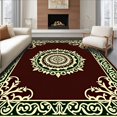 thumbnail image 1 of ODIKA 2'x3' Machine Washable Non-Slip Area Rug, Ornate Medallion Design with Interlocking Scrollwork High Traffic Rug, Brown, 564294, 1 of 7