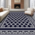thumbnail image 1 of ODIKA 2'x3' Machine Washable Non-Slip Area Rug, Ornate Trellis Mediterranean Luxurious Captivating Exquisite High Traffic Rug with Pad, Black, 581988, 1 of 8