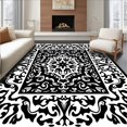 thumbnail image 1 of ODIKA 2'x3' Machine Washable Non-Slip Area Rug, Paisley Boho Non Skid Machine Safe Design High Traffic Rug with Pad, Black, 539073, 1 of 8