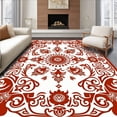 thumbnail image 1 of ODIKA 2'x3' Machine Washable Non-Slip Area Rug, Paisley Damask featuring Swirling Botanical High Traffic Rug, Red, 541193, 1 of 7