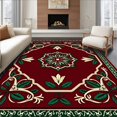 thumbnail image 1 of ODIKA 2'x3' Machine Washable Non-Slip Area Rug, Peaceful Shepherd Iconography Interlocking Ornamented Christmas High Traffic Rug, Red, 743364, 1 of 7