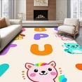 thumbnail image 1 of ODIKA 2'x3' Machine Washable Non-Slip Area Rug, Phonics Foundation ABC Teaching with Colorful Character Illustrations High Traffic Rug with Pad, Purple, 689611, 1 of 8