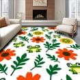 thumbnail image 1 of ODIKA 2'x3' Machine Washable Non-Slip Area Rug, Playful Amphibian and Floral Burst Bath Illustration High Traffic Rug, Green, 726689, 1 of 7