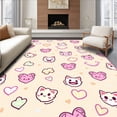 thumbnail image 1 of ODIKA 2'x3' Machine Washable Non-Slip Area Rug, Playful Cat Faces With Whimsical Accents And Curves High Traffic Rug, Beige, 720629, 1 of 7