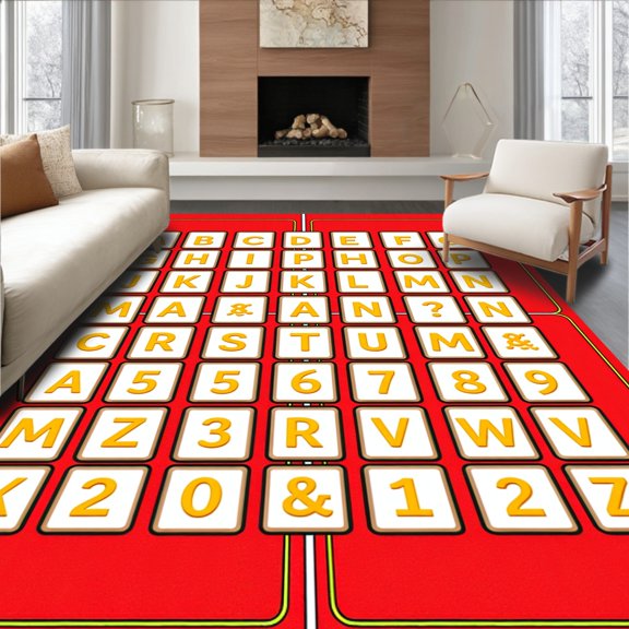 ODIKA 2x3 Machine Washable Non-Slip Area Rug, Playful Knowledge Leap Sequence Instructional Platform High Traffic Rug, Red, 697621