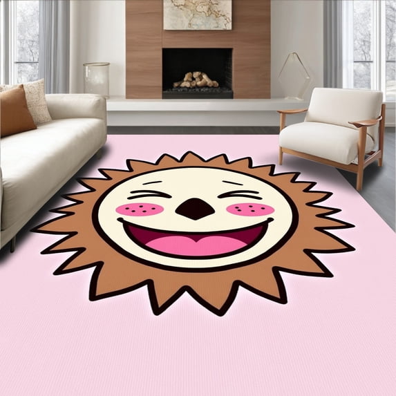 ODIKA 2'x3' Machine Washable Non-Slip Area Rug, Playful Prickly Pal DIY Textile Art High Traffic Rug, Brown, 727583