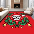 thumbnail image 1 of ODIKA 2'x3' Machine Washable Non-Slip Area Rug, Playful Skull with Santa Hat Surrounded by Twinkling Stars and Holly Leaves High Traffic Rug, Red, 735396, 1 of 7