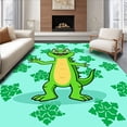 thumbnail image 1 of ODIKA 2'x3' Machine Washable Non-Slip Area Rug, Playful Smiling Crocodile Decorative Cartoon High Traffic Rug, Blue, 720546, 1 of 7