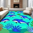 thumbnail image 1 of ODIKA 2'x3' Machine Washable Non-Slip Area Rug, Playful Underwater Adventure Marine Life High Traffic Rug, Blue, 723908, 1 of 7