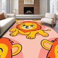 thumbnail image 1 of ODIKA 2'x3' Machine Washable Non-Slip Area Rug, Playful Wild Beast Character Illustration Decorative High Traffic Rug with Pad, Yellow, 720321, 1 of 8