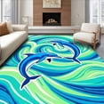 thumbnail image 1 of ODIKA 2'x3' Machine Washable Non-Slip Area Rug, Pod Swimming Waves Latch Hook Kit DIY Textile Art Project High Traffic Rug with Pad, Blue, 619101, 1 of 8