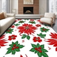 thumbnail image 1 of ODIKA 2'x3' Machine Washable Non-Slip Area Rug, Poinsettia Bloom Christmas Non Skid Seasonal Floor Cover High Traffic Rug, Red, 735870, 1 of 7