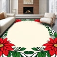 thumbnail image 1 of ODIKA 2'x3' Machine Washable Non-Slip Area Rug, Poinsettia Bloom Christmas Themed Floor High Traffic Rug with Pad, Red, 733030, 1 of 8