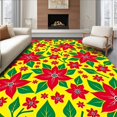 thumbnail image 1 of ODIKA 2'x3' Machine Washable Non-Slip Area Rug, Poinsettia Bloom Design Christmas Decorative Floor High Traffic Rug with Pad, Yellow, 611288, 1 of 8