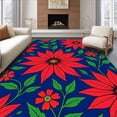 thumbnail image 1 of ODIKA 2'x3' Machine Washable Non-Slip Area Rug, Poinsettia Bloom Kit Festive Flower Design Project High Traffic Rug, Red, 647850, 1 of 7