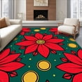 thumbnail image 1 of ODIKA 2'x3' Machine Washable Non-Slip Area Rug, Poinsettia Bloom with Radiating Petal Arrangements High Traffic Rug with Pad, Red, 614190, 1 of 8