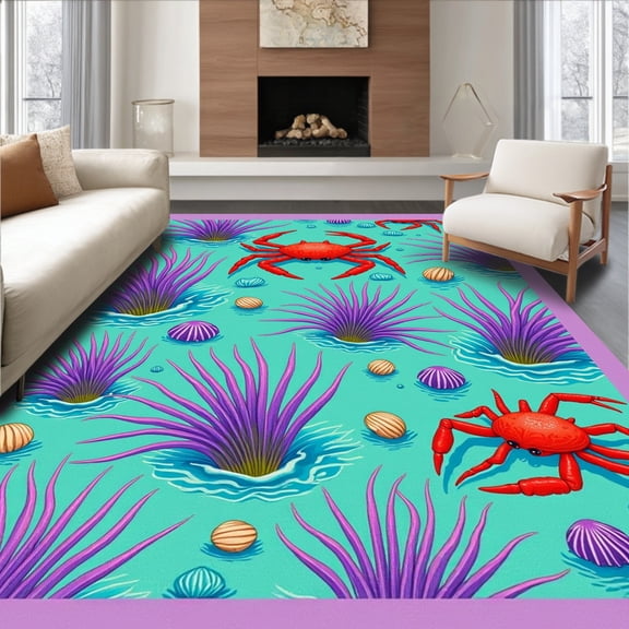 ODIKA 2x3 Machine Washable Non-Slip Area Rug, Pool Decorative Floor Covering Surface High Traffic Rug, Turquoise, 729615