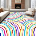 thumbnail image 1 of ODIKA 2'x3' Machine Washable Non-Slip Area Rug, Prismatic Waves Celebration Motif High Traffic Rug with Pad, Red, 702948, 1 of 8
