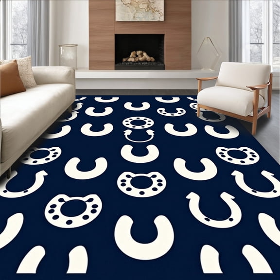 ODIKA 2x3 Machine Washable Non-Slip Area Rug, Professional Athletic Event Admission Styled Rectangular Decoration High Traffic Rug, Blue, 671326