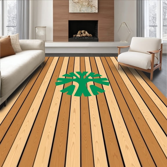 ODIKA 2x3 Machine Washable Non-Slip Area Rug, Professional Court Hardwood Replica Flooring With Team Spirit Logo High Traffic Rug, Brown, 674303