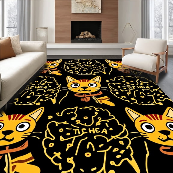 ODIKA 2'x3' Machine Washable Non-Slip Area Rug, Radiant Burnt Whiskers Gag Memorable Celebration Gift Idea High Traffic Rug, Black, 656250