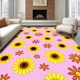 thumbnail image 1 of ODIKA 2'x3' Machine Washable Non-Slip Area Rug, Radiant Golden Daisy Welcome with Cheerful Floral Motifs High Traffic Rug, Pink, 703361, 1 of 7