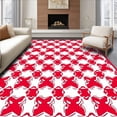 thumbnail image 1 of ODIKA 2'x3' Machine Washable Non-Slip Area Rug, Retro Mosaic Labyrinth with Interlocking Diamonds and Dot Details High Traffic Rug with Pad, Red, 555901, 1 of 8