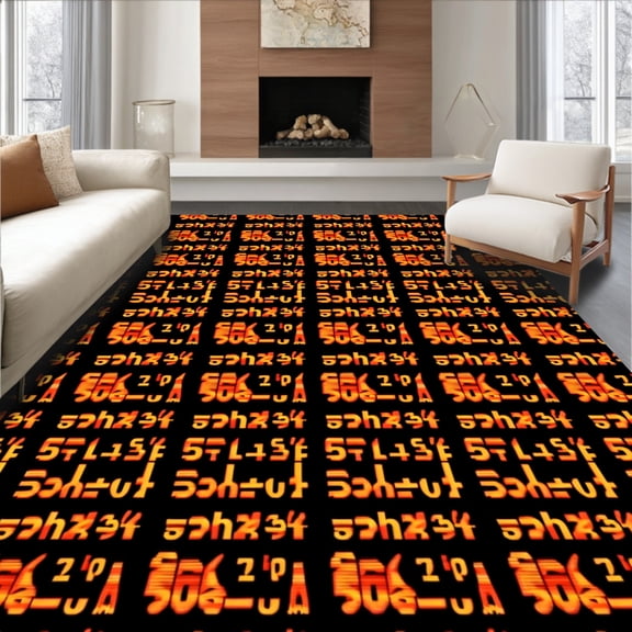 ODIKA 2x3 Machine Washable Non-Slip Area Rug, Retro Scoreboard Display Grid Layout Sports Memorabilia High Traffic Rug, Black, 673810