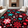 thumbnail image 1 of ODIKA 2'x3' Machine Washable Non-Slip Area Rug, Retro Snowflake Mosaic with Playful Holiday Motifs High Traffic Rug, Black, 732997, 1 of 7