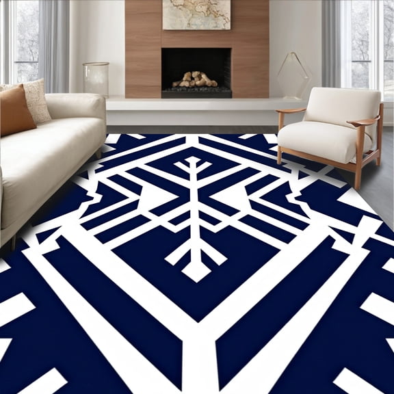 ODIKA 2x3 Machine Washable Non-Slip Area Rug, Reversible Plastic Camping with in Light Strip Technology High Traffic Rug, Blue, 710807