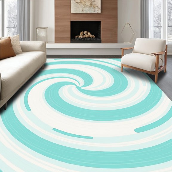 ODIKA 2x3 Machine Washable Non-Slip Area Rug, Ripple Wave Formation with Concentric Flow High Traffic Rug, Blue, 450483