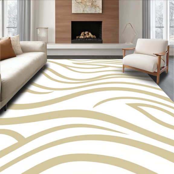ODIKA 2x3 Machine Washable Non-Slip Area Rug, Ripple Wave Neutral Non Shedding Modern Luxury High Traffic Rug, Beige, 562749