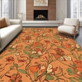 thumbnail image 1 of ODIKA 2'x3' Machine Washable Non-Slip Area Rug, Rustic Bloom Vintage Botanical High Traffic Rug with Pad, Orange, 512884, 1 of 8