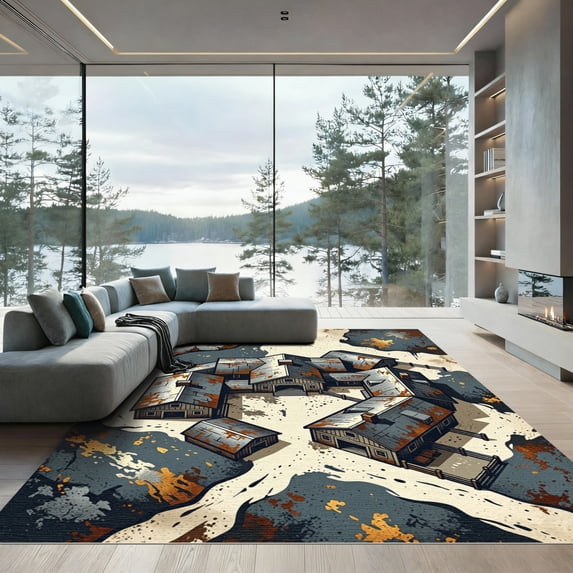 ODIKA 2'x3' Machine Washable Non-Slip Area Rug, Rustic Gray High Traffic Rug, Gray, 935973