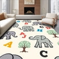 thumbnail image 1 of ODIKA 2'x3' Machine Washable Non-Slip Area Rug, Safari Elephant Alphabet Learning with Letter Recognition Design High Traffic Rug, Gray, 697487, 1 of 7